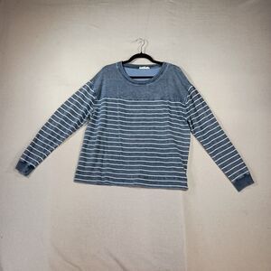 Jane + Delancy Womens Crew Neck Striped Coastal Top Size Large Preppy